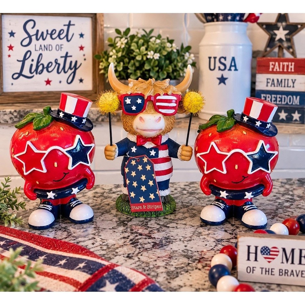 Stars & Stripes Patriotic Strawberry Independence 4th of July BBQ Picnic Decor